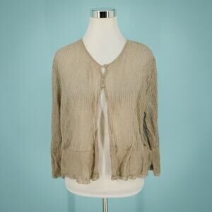 Gerard Darel 4 Size Large Cardigan Gold Metallic Button Long Sleeve Lightweight